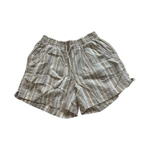 Briggs Women's Striped Linen Off White & Navy Shorts Size M